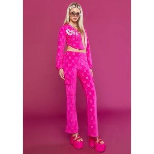 Dollz Kill Bratz Hot Pink Velvet Tracksuit